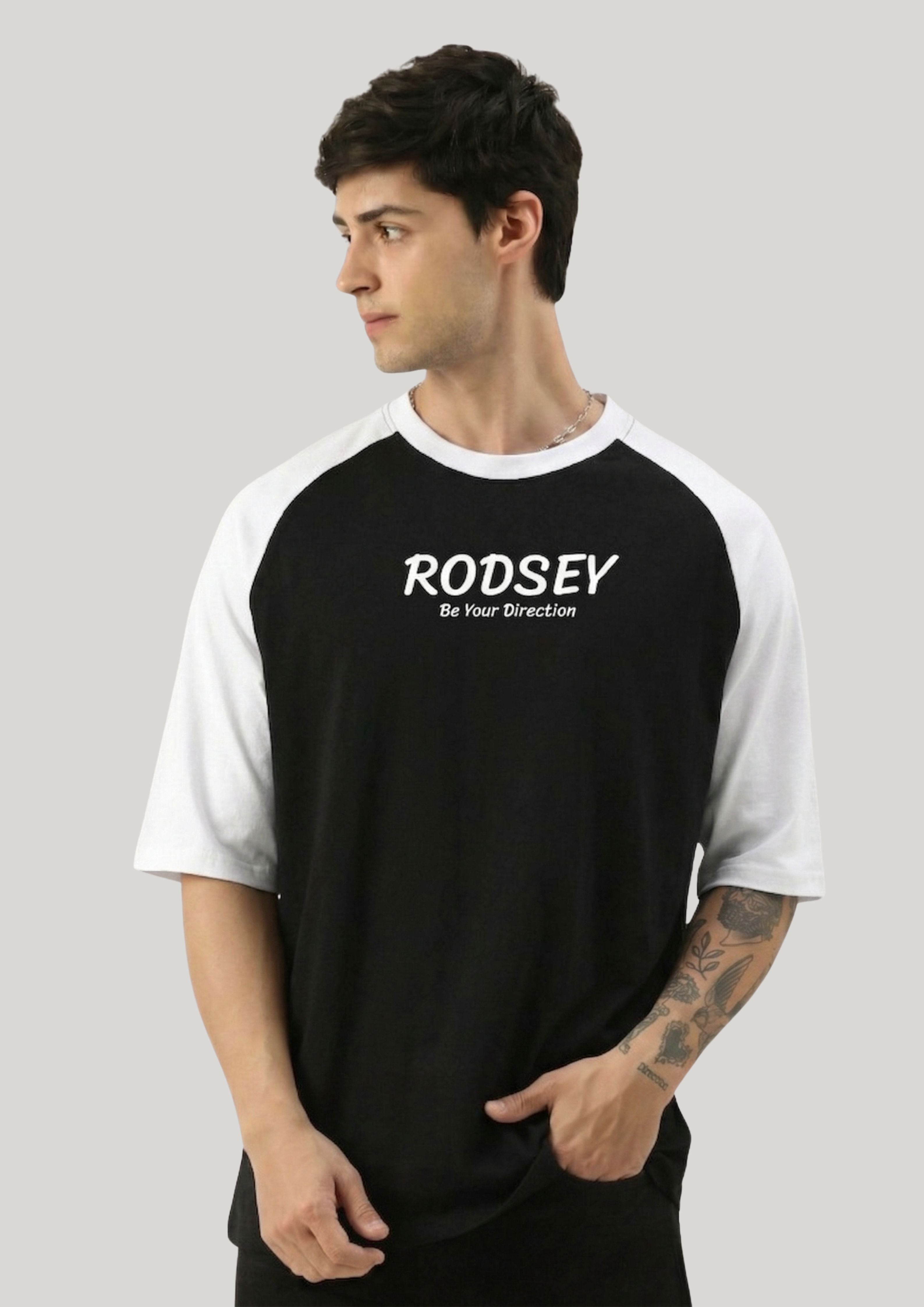Men's Oversized Raglan T-Shirt (Black)