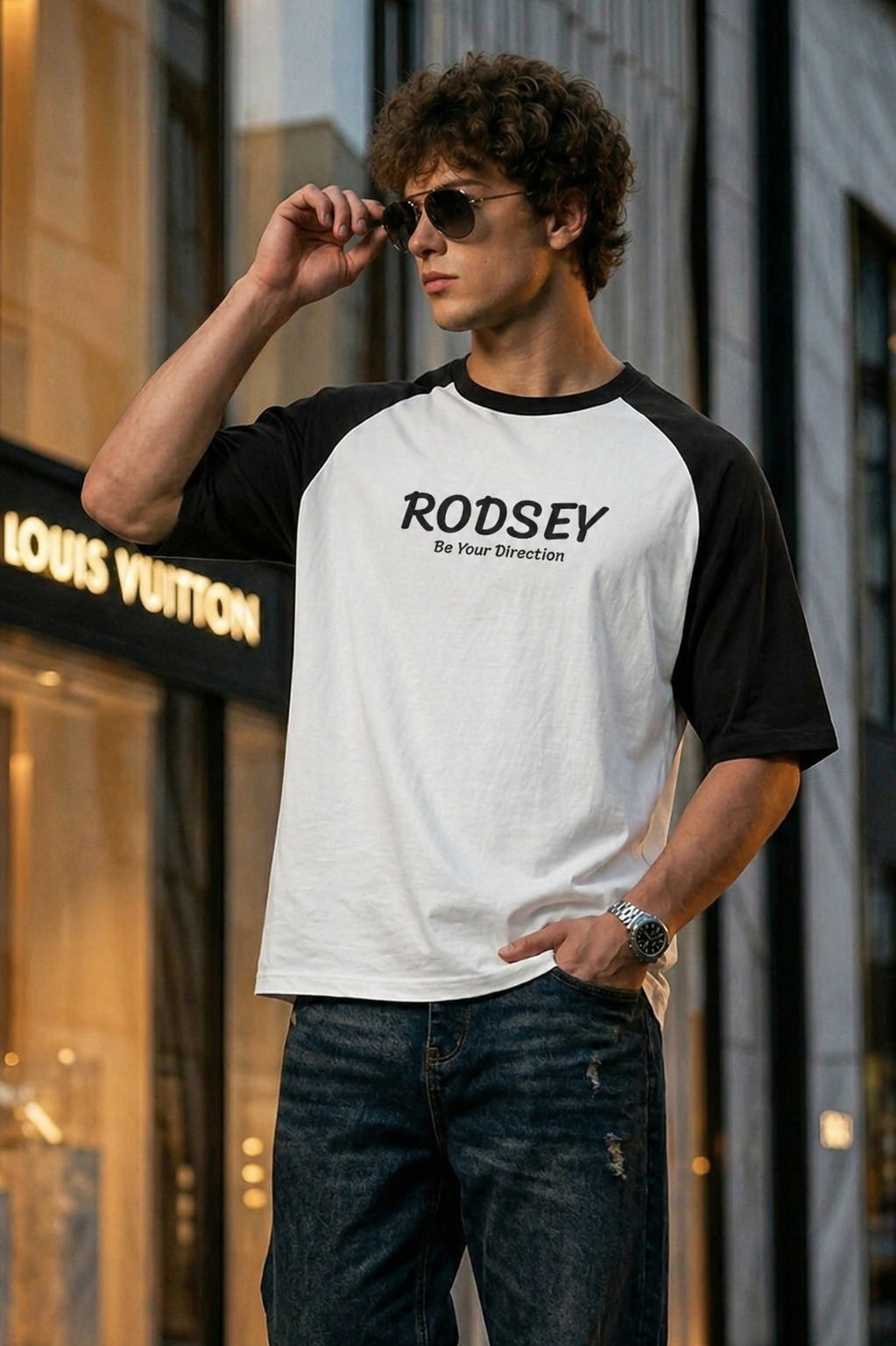 Men's Oversized Raglan T-Shirt (White)