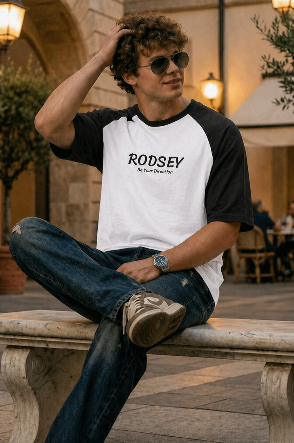 Men's Oversized Raglan T-Shirt (White)