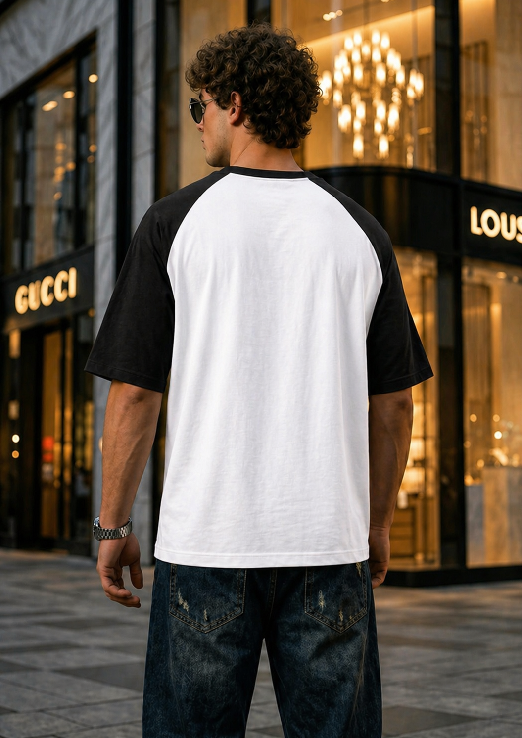Men's Oversized Raglan T-Shirt (White)