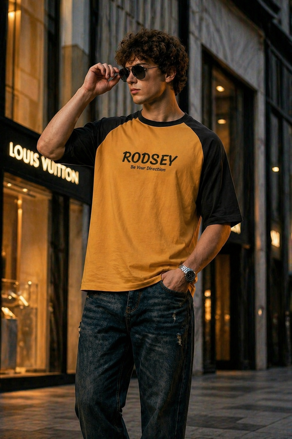 Men's Oversized Raglan T-Shirt (Yellow)