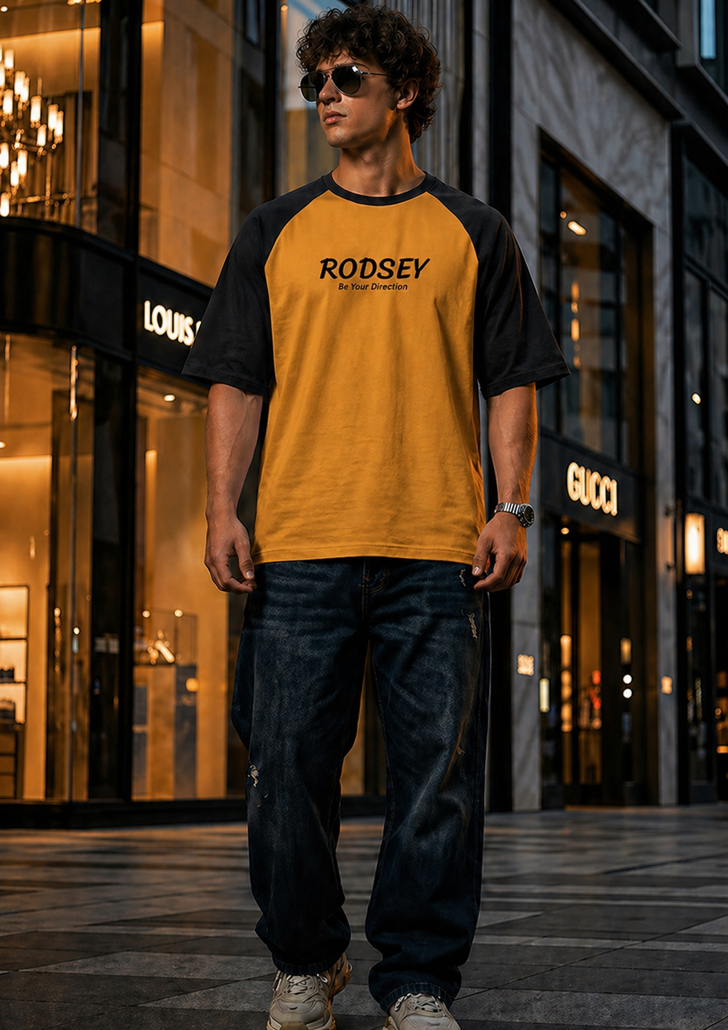 Men's Oversized Raglan T-Shirt (Yellow)