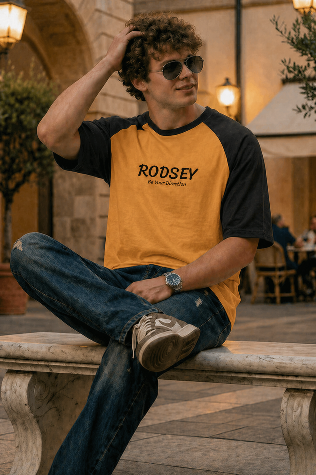 Men's Oversized Raglan T-Shirt (Yellow)