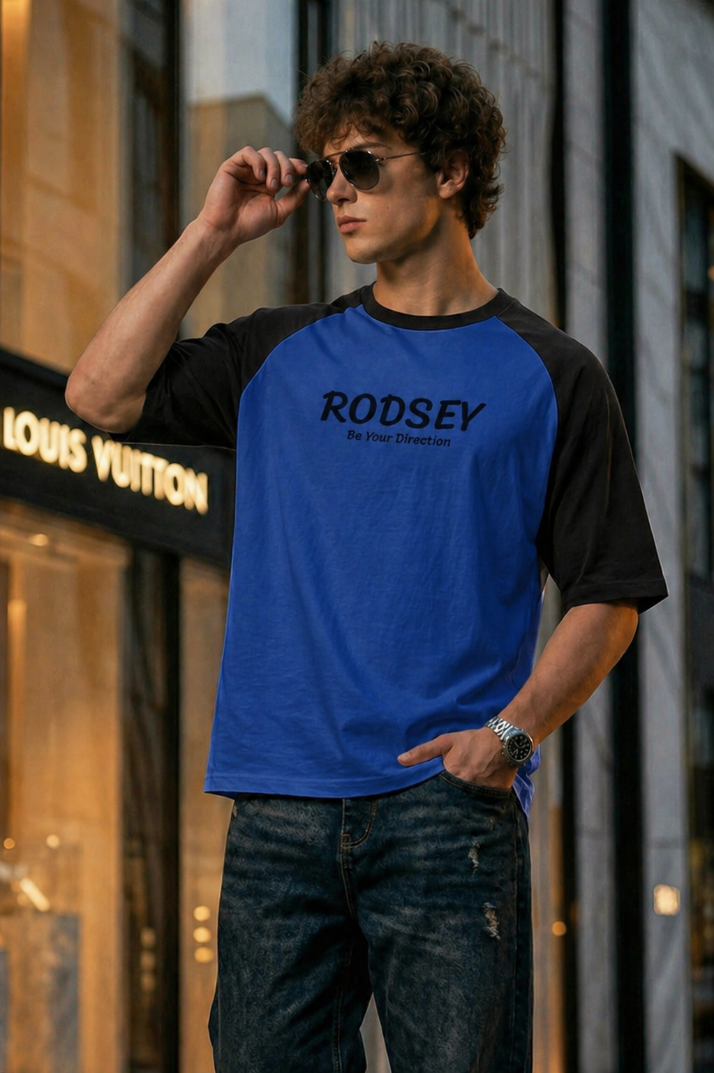 Blue Oversized Raglan T-Shirt