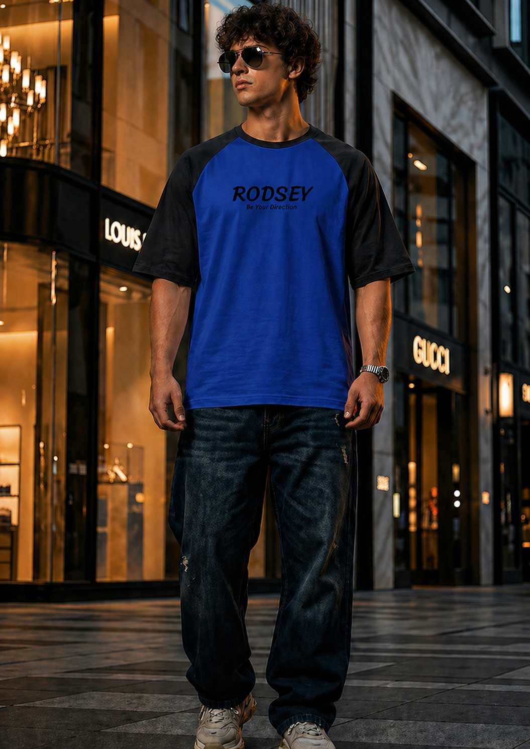 Blue Oversized Raglan T-Shirt