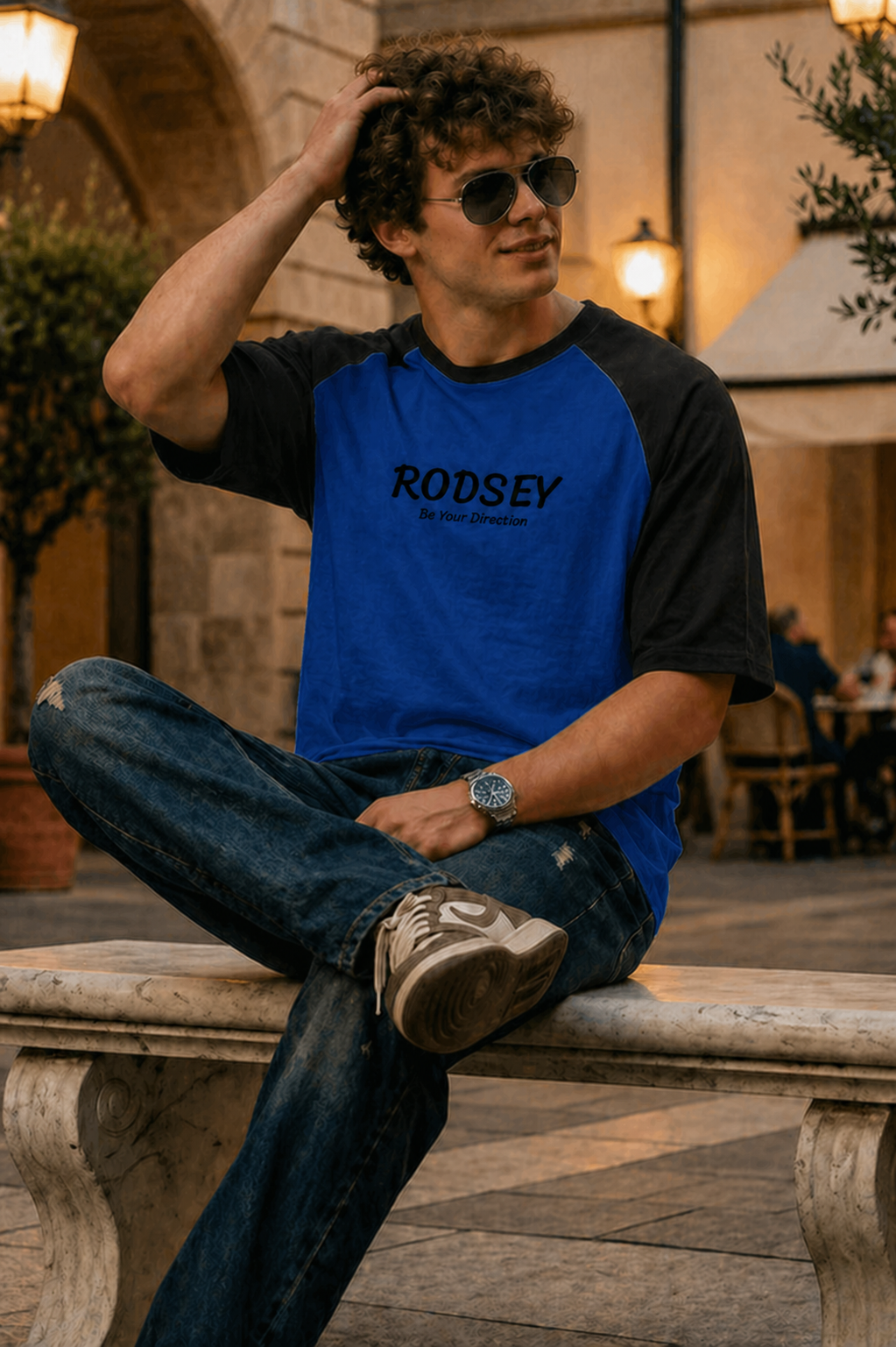 Blue Oversized Raglan T-Shirt