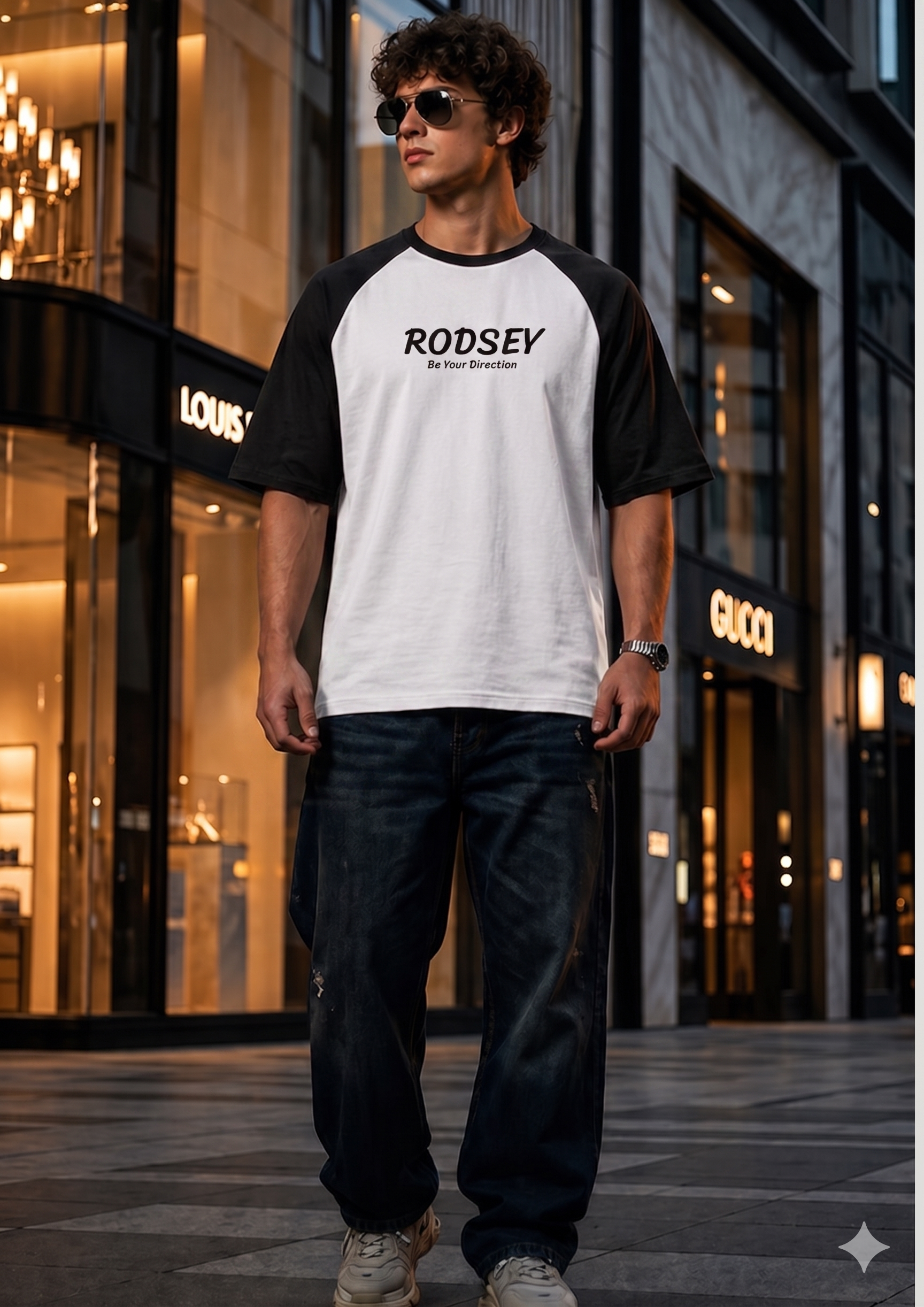 Men's Oversized Raglan T-Shirt (White)